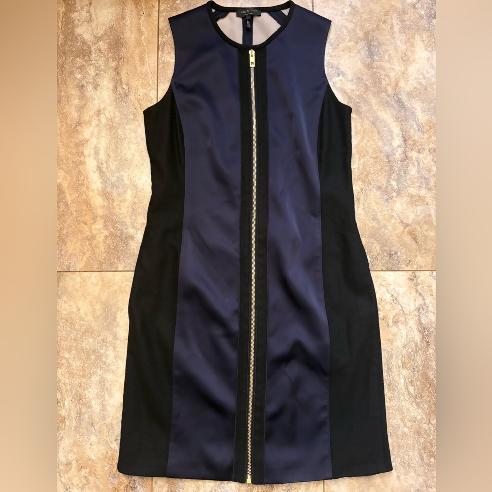 NWOT Rag & Bone Prospect Zip Up Front Satin Wool Paneled Sheath Dress Women’s 4 - Picture 5 of 12